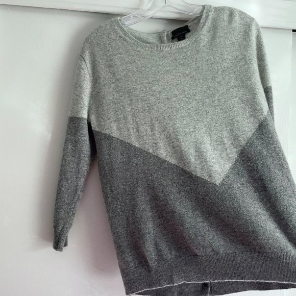 J. Crew Collection Italian Cashmere Gray Color Block Button Back Crew Sweater S - Picture 8 of 14